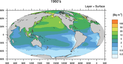 calculated period average of surface 137Cs activity concentrations