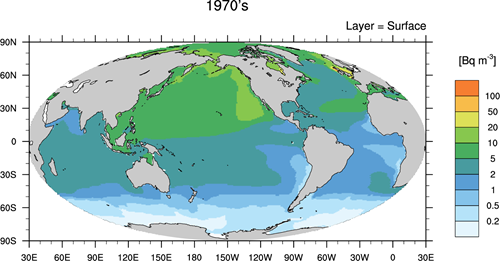 calculated period average of surface 137Cs activity concentrations