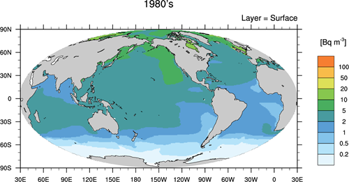 calculated period average of surface 137Cs activity concentrations