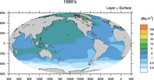 calculated period average of surface 137Cs activity concentrations