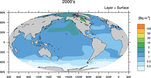 calculated period average of surface 137Cs activity concentrations