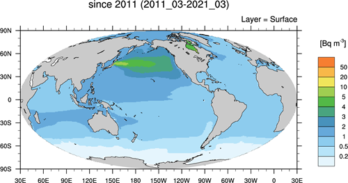 calculated period average of surface 137Cs activity concentrations